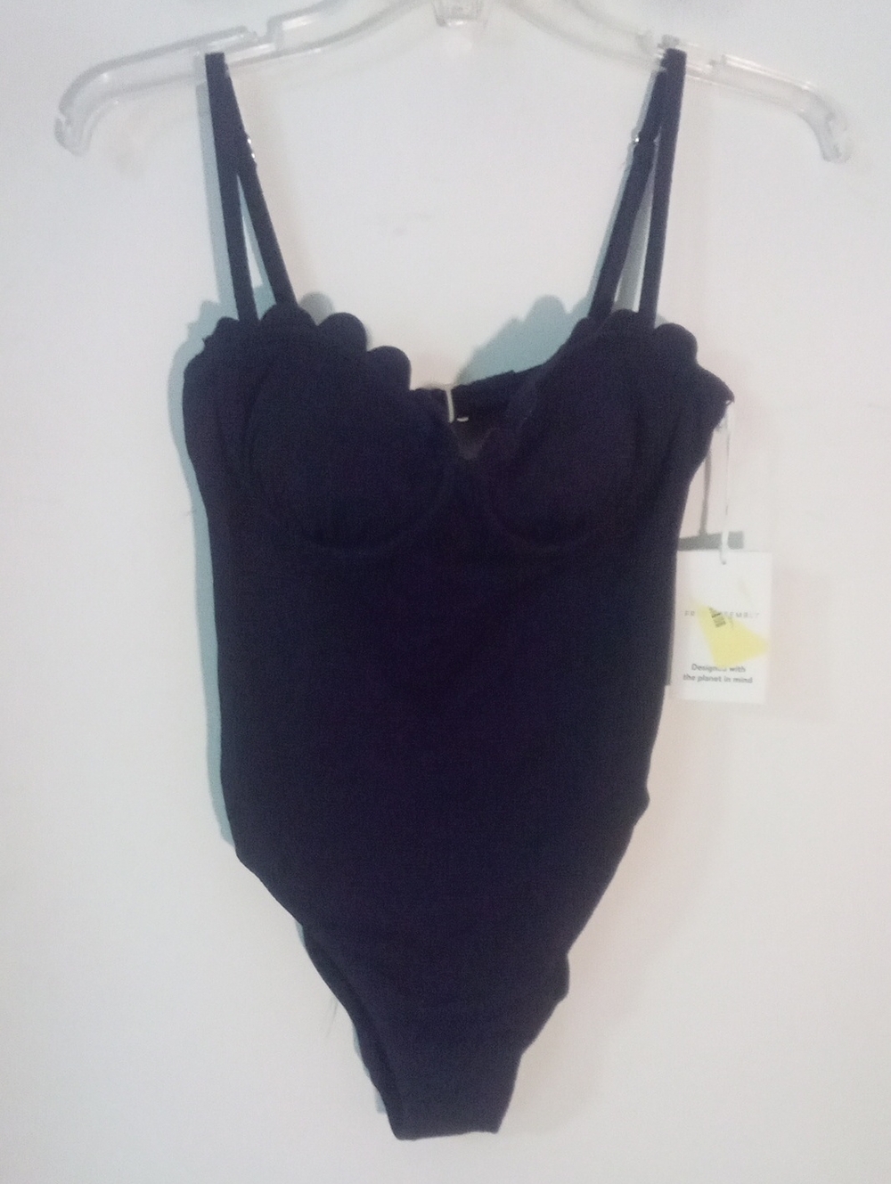 Free Assembly Navy Blue Scallop-Edge One Piece Swimsuit Medium 8 10